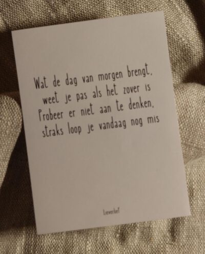 Wijnetiket Wat de dag van morgen brengt